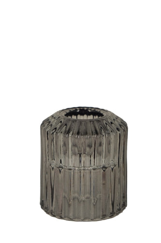Ribbed Glass Candle Holder -  Smoke - Size 54D × 60mmH

 (Set of 6)
