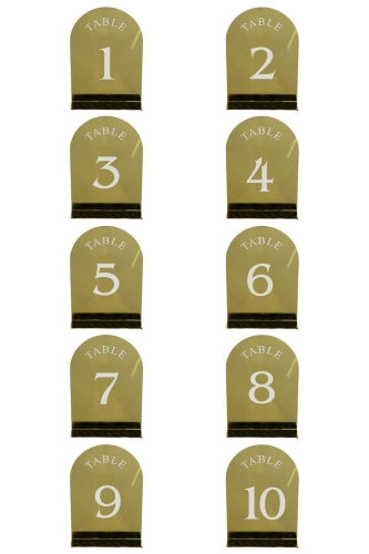 Acrylic Table Number Set 1-10 -  Gold