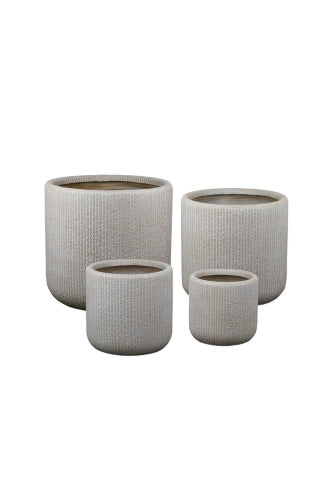 Set of 4 -  Fibre Cement Texture Rib Planter