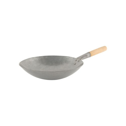 Wok Iron 40cm Wood Hdle