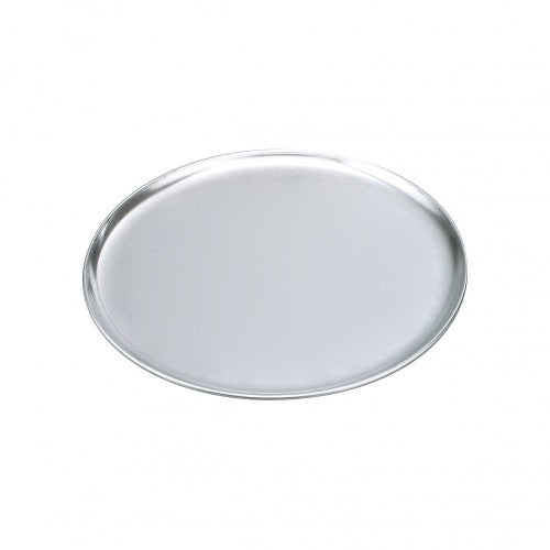 Lightweight 15-inch aluminum pizza plate for even baking, ideal for home cooks and chefs, easy to clean and handle.