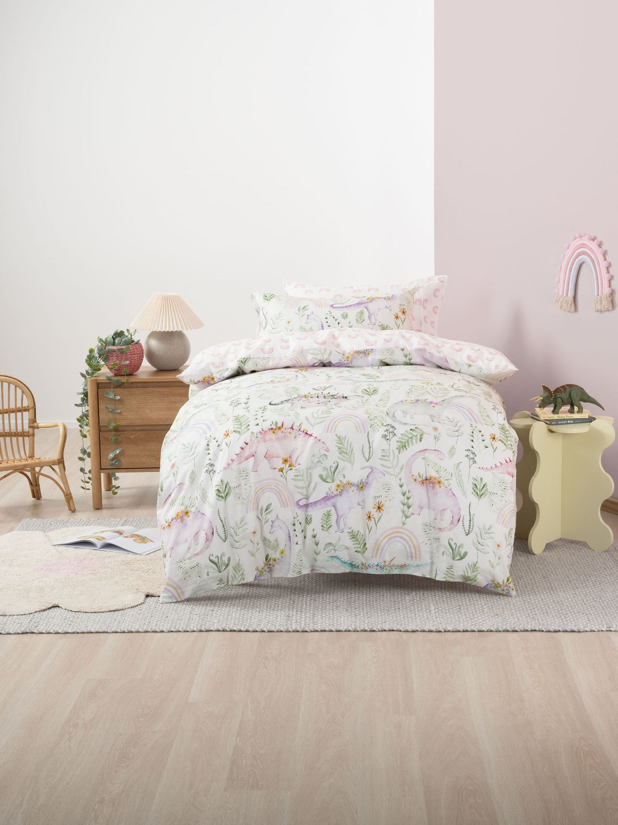 Dino Garden Duvet Cover Set by Squiggles - Double