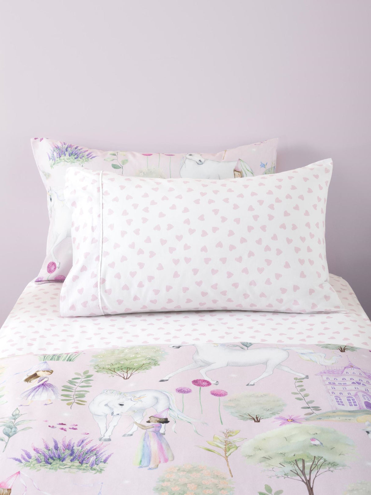Lots of Love Fitted Sheet Set by Squiggles - Double (Lilac)
