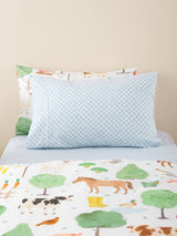 Wavy Check Fitted Sheet Set by Squiggles - Single (Blue)
