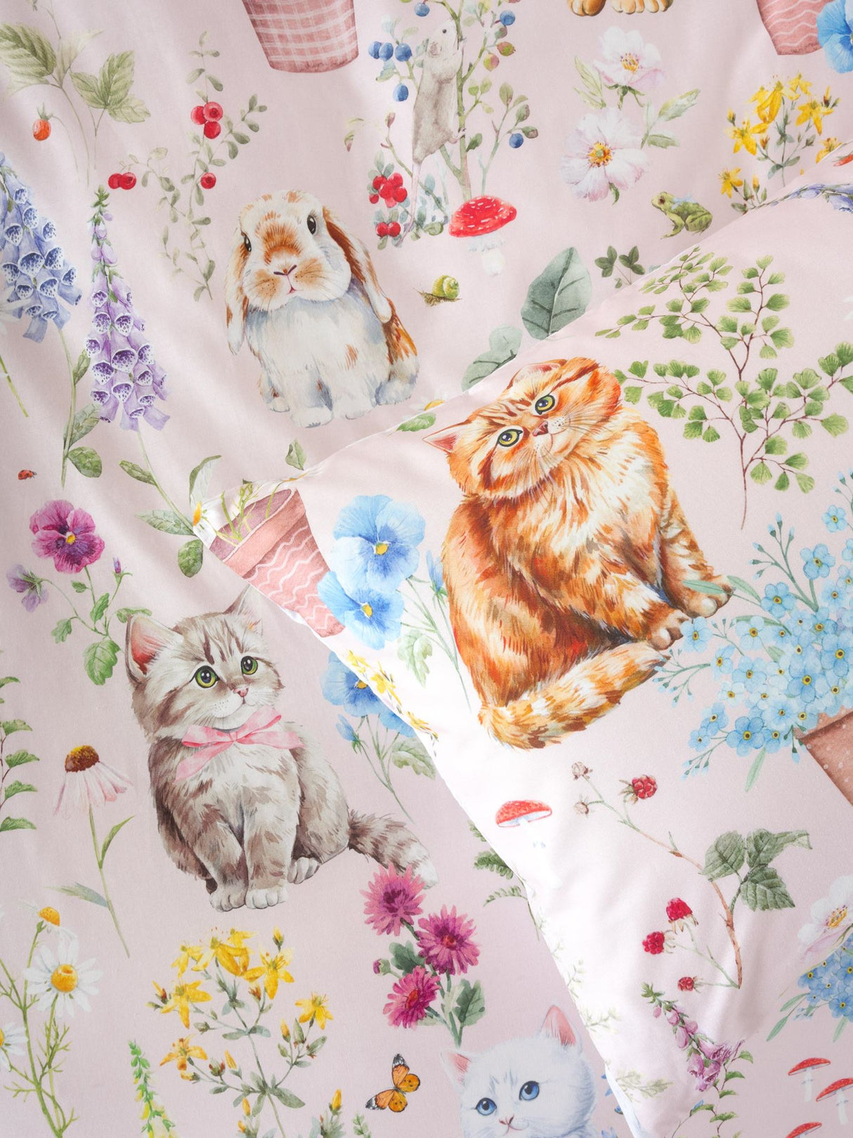 Woodland Whiskers Duvet Cover Set by Squiggles - Single (Pink)