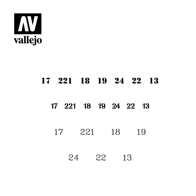Vallejo - Stencils -AFV Markings - Soviet Numbers WWII