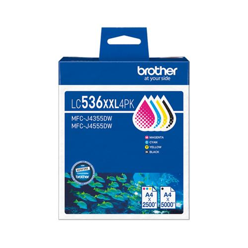 Ink Cartridge 4-Pack Brother LC536XXL Genuine High Yield CMYK