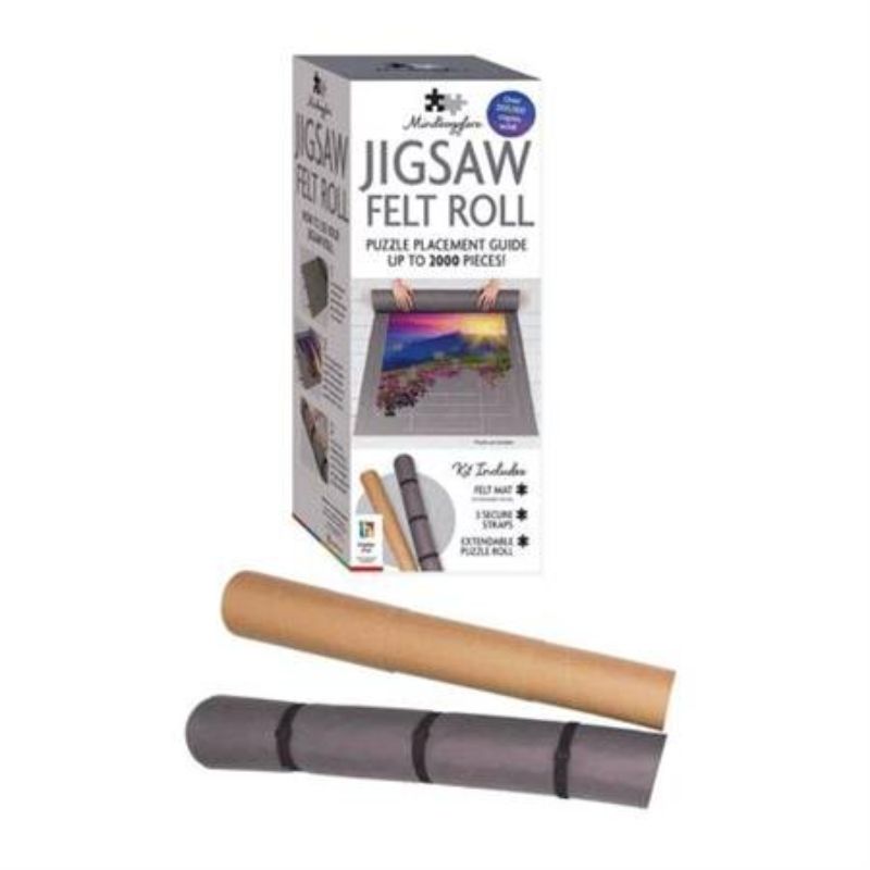 Jigsaw Felt Roll for easy puzzle storage; portable, comes with extendable tube and straps for safe transport.