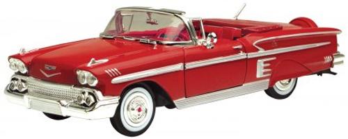 1958 Chevrolet Impala Convertible Scale Model 1:24 Motormax Light Blue or Red