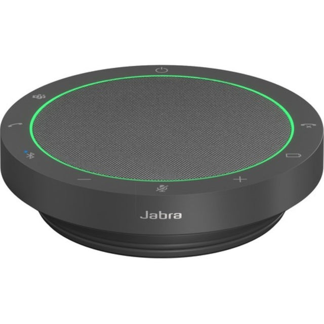 Jabra Speak2 75 MS Teams speakerphone in Dark Grey, featuring noise-cancelling mics and crystal-clear audio for remote work.