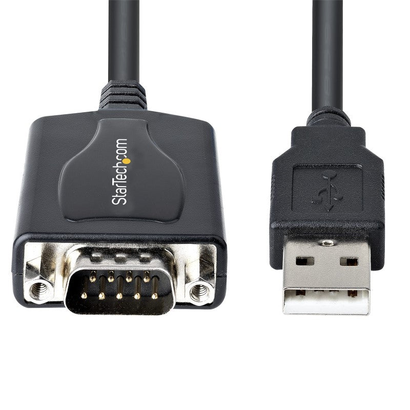 3ft USB to Serial cable adapter for seamless connections between RS-232 devices and USB Type-A equipped computers.