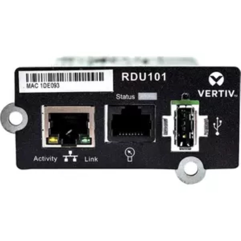 Vertiv RDU101 Communications Card for real-time UPS monitoring and seamless software integration in data centers.