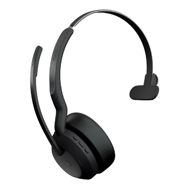 Jabra EVOLVE2 55 UC MONO headset featuring noise cancellation, comfort design, and Bluetooth connectivity for hybrid work.