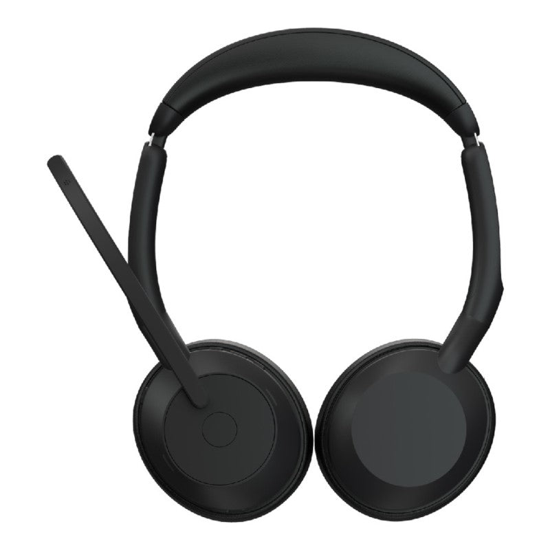 Jabra EVOLVE2 55 UC stereo headset with noise-canceling, Bluetooth, and all-day comfort for remote work and meetings.