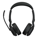 Jabra EVOLVE2 55 headset: wireless, noise-canceling, dual connectivity, designed for comfort and clear virtual meetings.