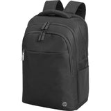 HP Renew Business Laptop Backpack in black, designed for 17.3" notebooks with environmentally-friendly materials and multiple carrying options.