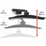 HX Desk Monitor Arm in matte black, features height adjustment, 360° rotation, and supports up to 49" curved monitors.