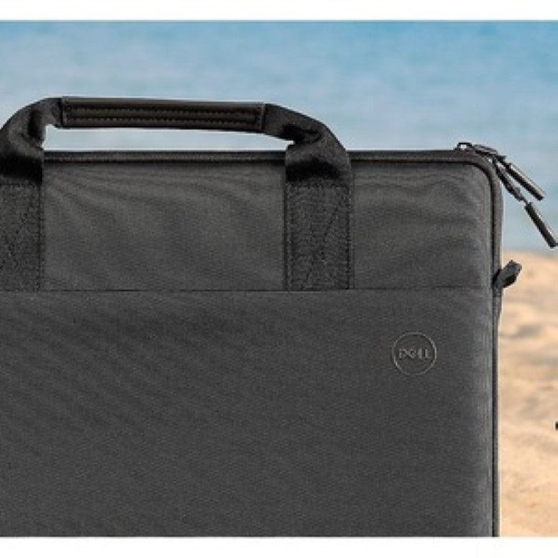 Dell EcoLoop Pro Sleeve 15-16 in black, made from ocean-bound plastic, offers eco-friendly, weather-resistant laptop protection.