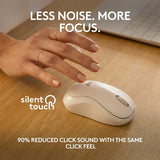 Logitech M240 Silent Bluetooth Mouse in Off White offers quiet clicks, ergonomic design, and 18 months battery life for productivity.