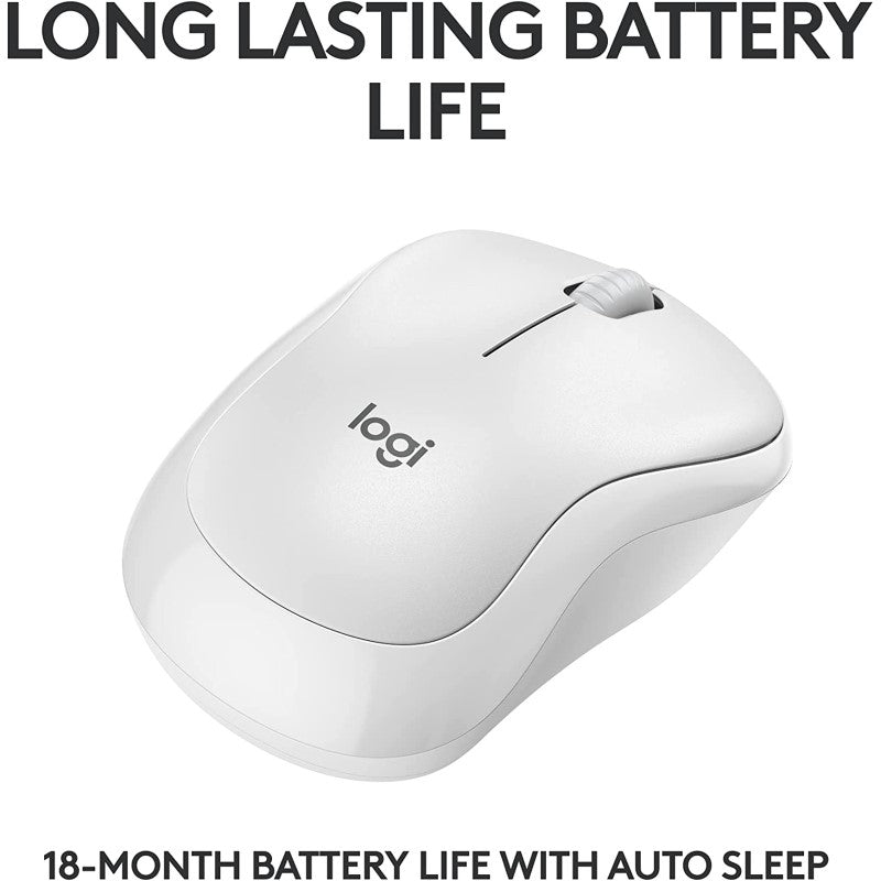 Logitech M240 Silent Bluetooth Mouse in Off White, featuring SilentTouch technology for quiet clicks and 4000 dpi precision.