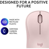 Logitech M240 Silent Bluetooth Mouse in rose, ergonomic design, wireless, 4000 DPI, quiet operation, perfect for productivity.