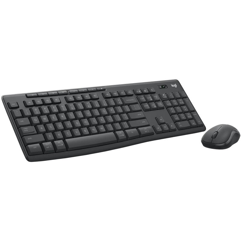 Logitech Wireless Keyboard and Mouse Combo featuring spill-resistant design, ergonomic support, and dual wireless connectivity options.