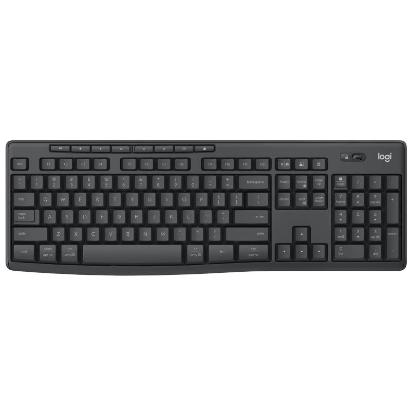 Logitech Wireless Keyboard and Mouse Combo for business, featuring spill-resistant design, 112 keys, and USB/Bluetooth connectivity.