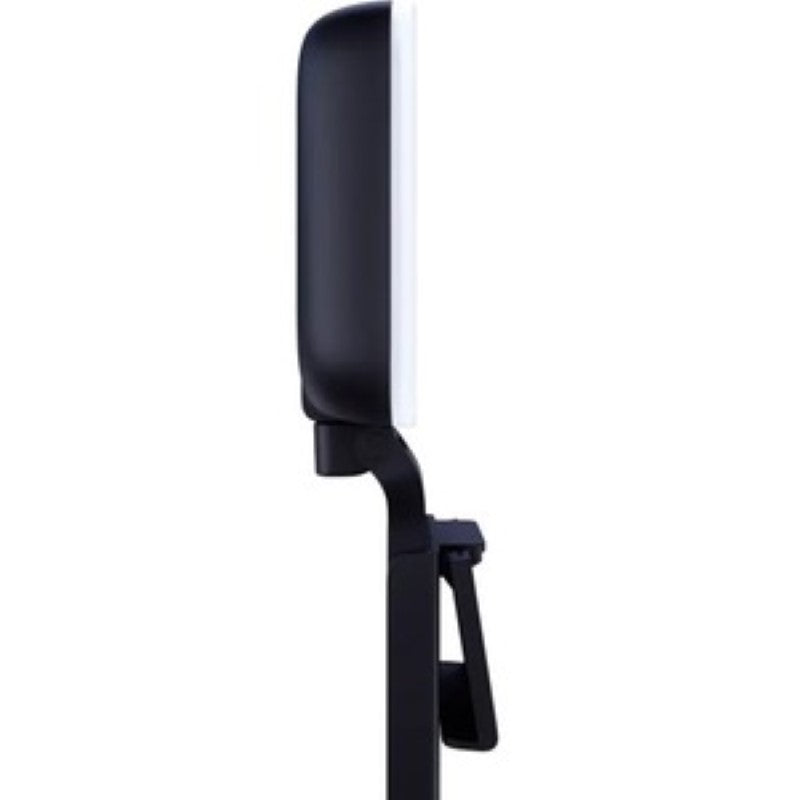 Logitech Litra Glow video light on a black tripod mount, featuring advanced TrueSoft technology for flattering, glare-free illumination.