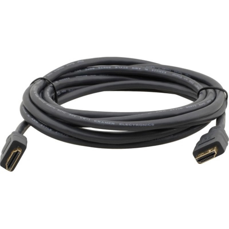 Kramer 1.83 m HDMI cable with Ethernet, supports 4K resolution, features K-Lock and pull-resistant connectors for durability.