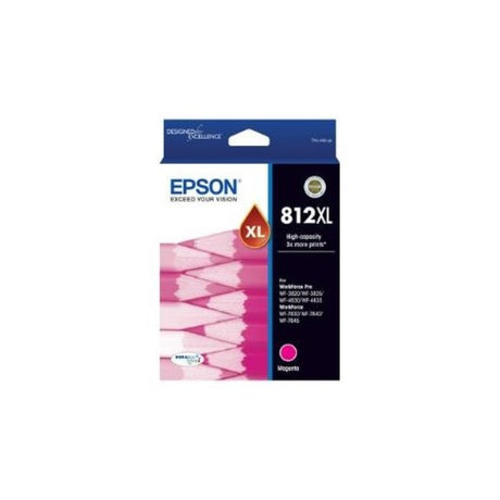 Epson DURABrite Ultra 812XL magenta ink cartridge for vivid prints, high yield, and exceptional quality in documents and photos.