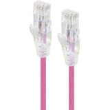 Pink Alogic Ultra Slim Cat6 network cable, 0.5m length, with gold-plated RJ-45 connectors for reliable connectivity.