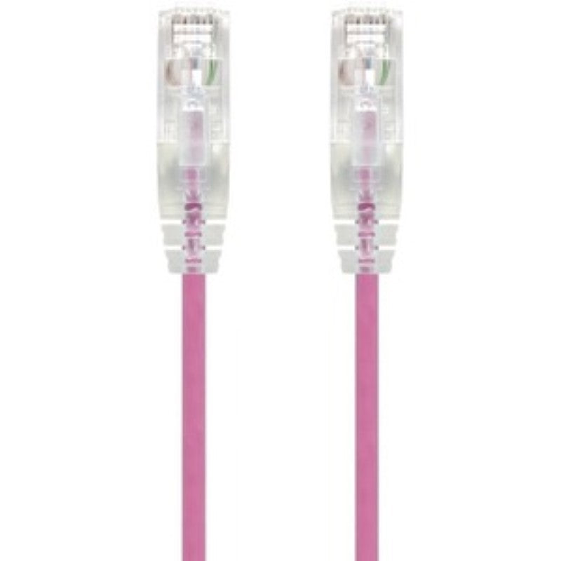 Alogic 0.5m pink Ultra Slim Cat6 network cable with gold-plated RJ-45 connectors, flexible and tangle-free design.