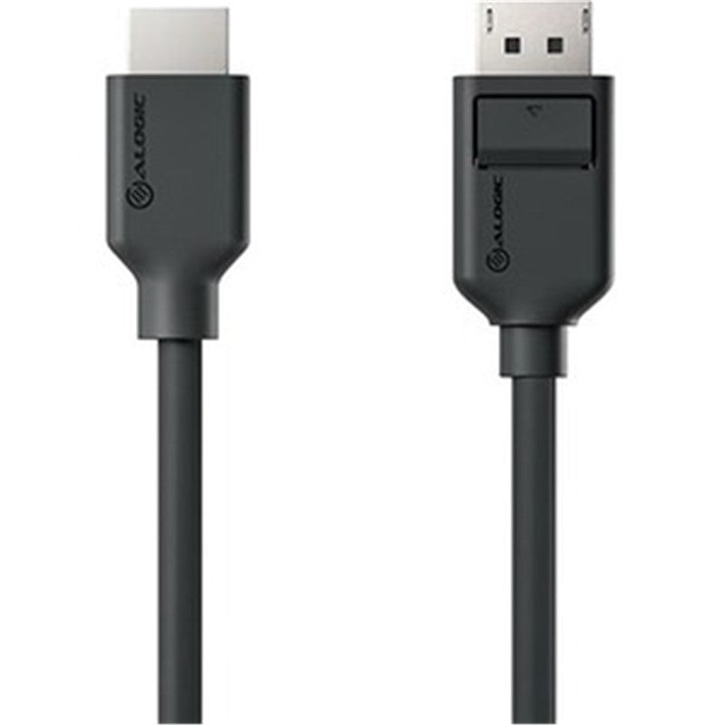 Alogic Elements 1M DisplayPort to HDMI Cable, male connectors, supports 1080p resolution with flexible design for easy installation.