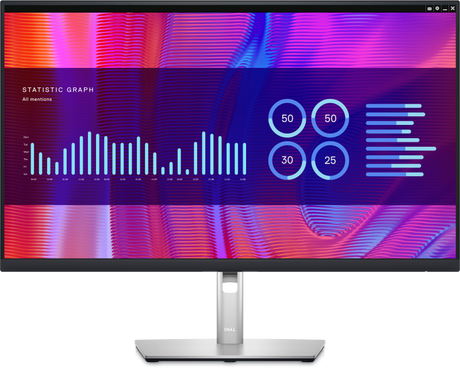 Dell 27" P2723DE monitor showcasing WQHD clarity, vibrant colors, USB-C HUB, and seamless multitasking features.