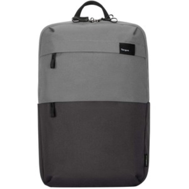 Eco-friendly grey backpack for 15.6" laptops, featuring ergonomic straps, RFID protection, and rain cover for travel convenience.