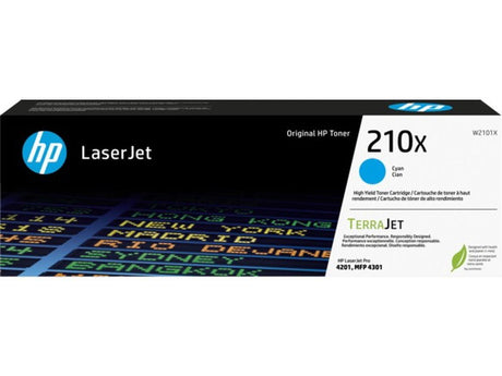 HP 210X Cyan Laser Toner Cartridge for vibrant prints and high yield, perfect for professional documents and graphics.