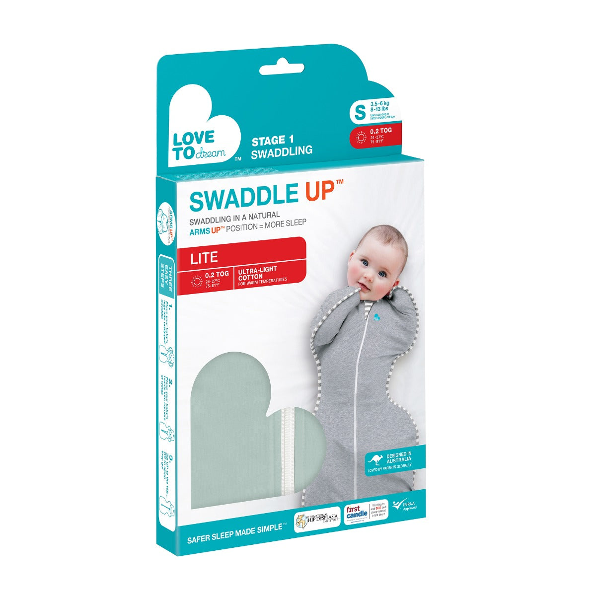 Love to Dream Swaddle Up™ Lite 0.2 TOG - Olive - Small
