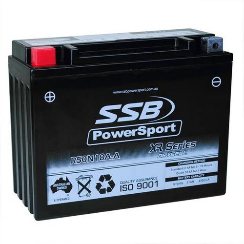 MOTORCYCLE AND POWERSPORTS BATTERY (Y50N18A-A) AGM 12V 21AH 450CCA SSB HIGH PERF