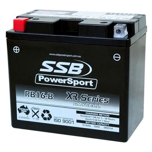 MOTORCYCLE AND POWERSPORTS BATTERY (YB16-B) AGM 12V 19AH 385CCA BY SSB HIGH PERF
