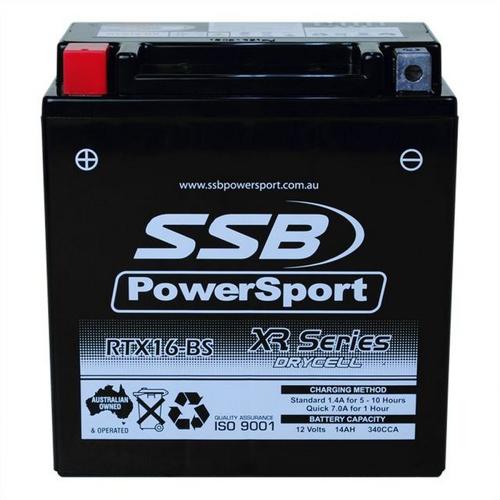 MOTORCYCLE AND POWERSPORTS BATTERY (YTX16-BS) AGM 12V 14AH 340CCA BY SSB HIGH PE