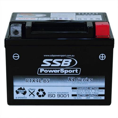 MOTORCYCLE AND POWERSPORTS BATTERY (YTX4L-BS) AGM 12V 3AH 105CCA SSB HIGH PERFOR