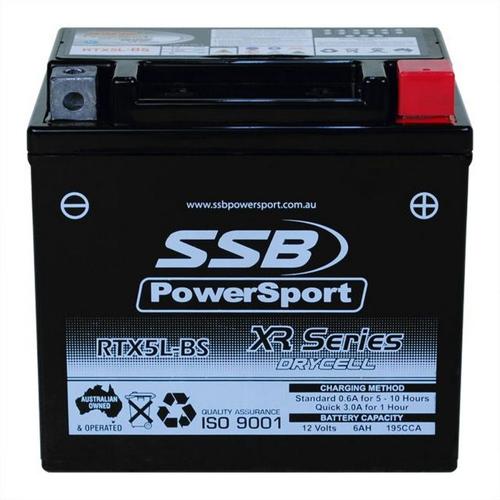 MOTORCYCLE AND POWERSPORTS BATTERY (YTX5L-BS) AGM 12V 6AH 195CCA BY SSB HIGH PER