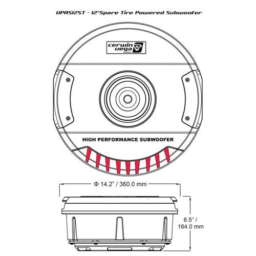 CERWIN VEGA 12" ACTIVE SPARE TYRE WHEEL SUBWOOFER 600 WATT MAX