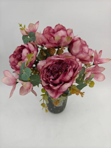 Artificial Mixed Peony Flower Bush - Large - Light Purple
