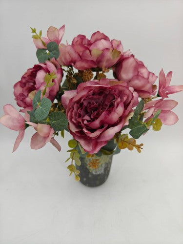 Artificial Mixed Peony Flower Bush - Large - Light Purple