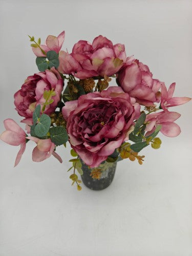 Artificial Mixed Peony Flower Bush - Large - Light Purple