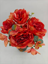Artificial Mixed Peony Flower Bush - Large - Orange