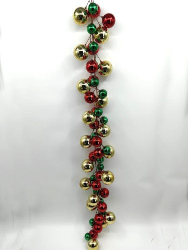 Christmas Bauble Garland - Gold Red Green - 200cm