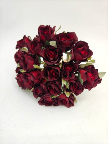 Artificial Rose Bud Posy - Burgundy - 20 Buds - 29cm