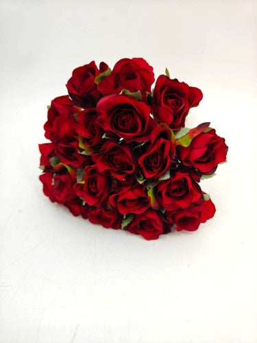 Artificial Rose Bud Posy - Red - 20 Buds - 29cm